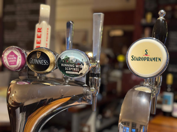 We serve Guiness and a good range of cask ales and lagers