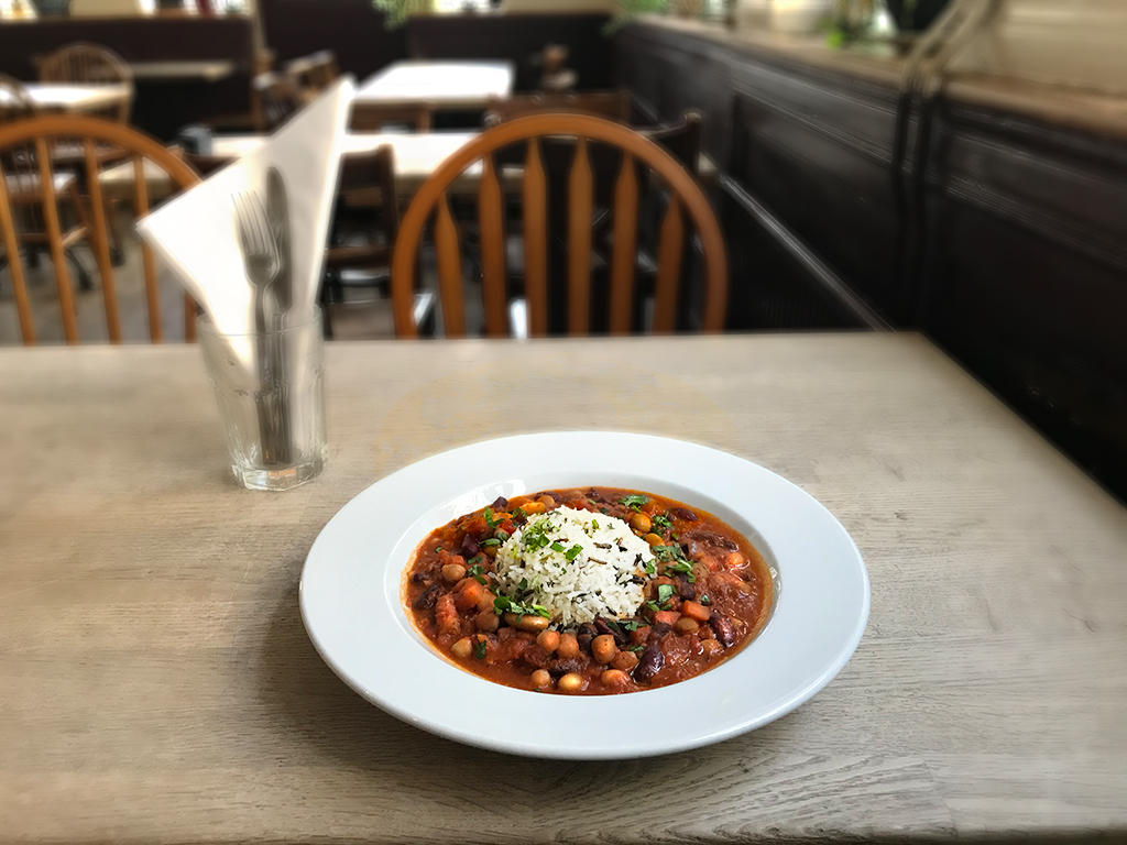 Vegan bean stew at The Harrison pub