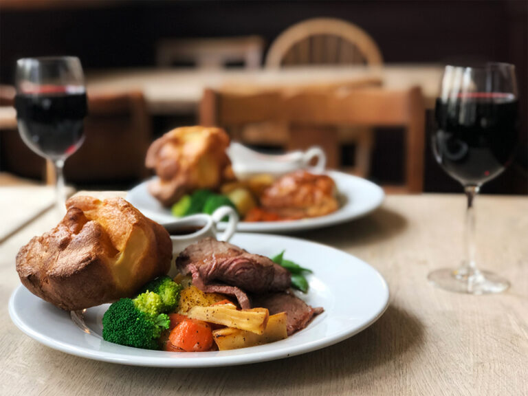 Roast lamb, beef, pork, chicken, nut roast available. Roasts come in small and regular.